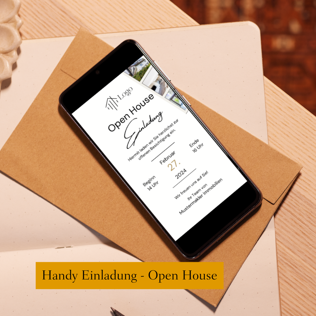 Einladung Handy - Immobilienmakler - Immobilien Termin - Canva Link ✶Digitales Produkt/Vorlagen-Link ✶