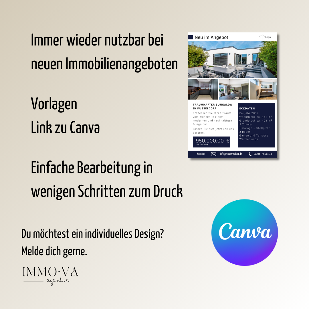 Schaufenster Aushang für Immobilien DIN A3 - Immobilienangebot - Canva Template✶✶Digitales Produkt/Vorlagen-Link✶ (Kopie)