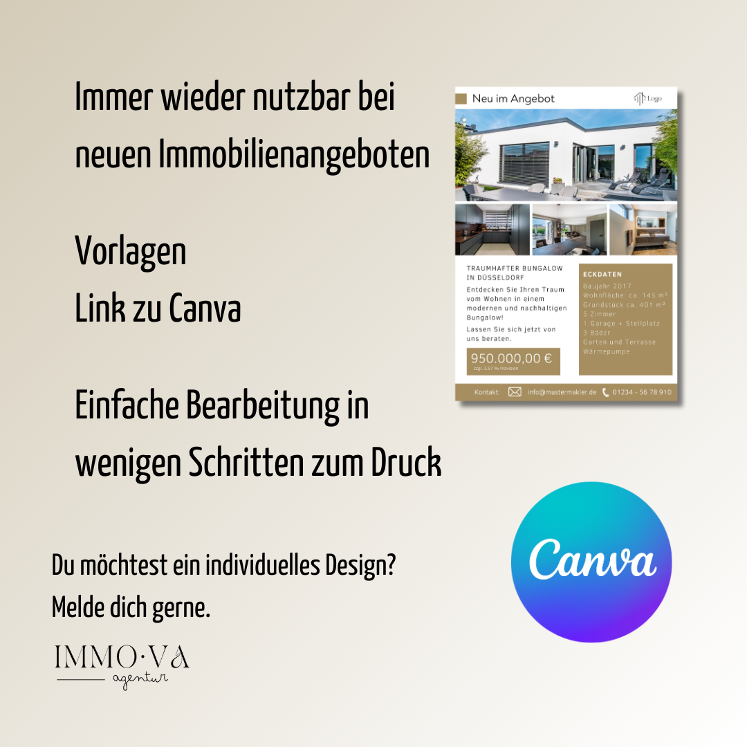Schaufenster Aushang für Immobilien DIN A3 - Immobilienangebot - Canva Template✶✶Digitales Produkt/Vorlagen-Link✶