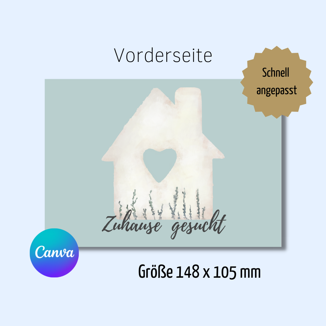 Postkarte für Immobiliensuche - Haus gesucht - Zuhause gesucht - Immobiliensuche ✶✶Digitales Produkt/Vorlagen-Link✶