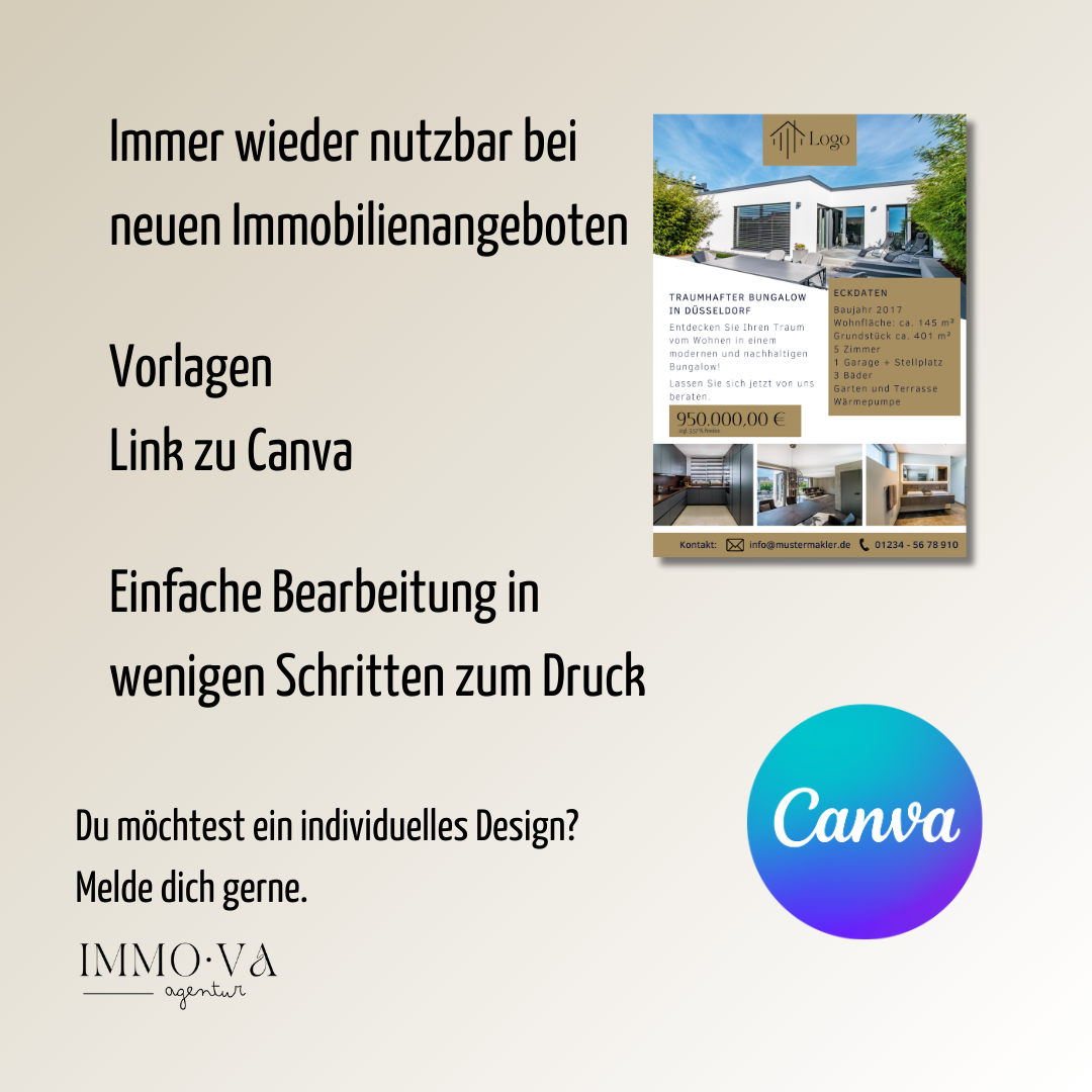 Schaufenster Aushang für Immobilien DIN A3 - Immobilienangebot - Canva Template✶✶Digitales Produkt/Vorlagen-Link✶