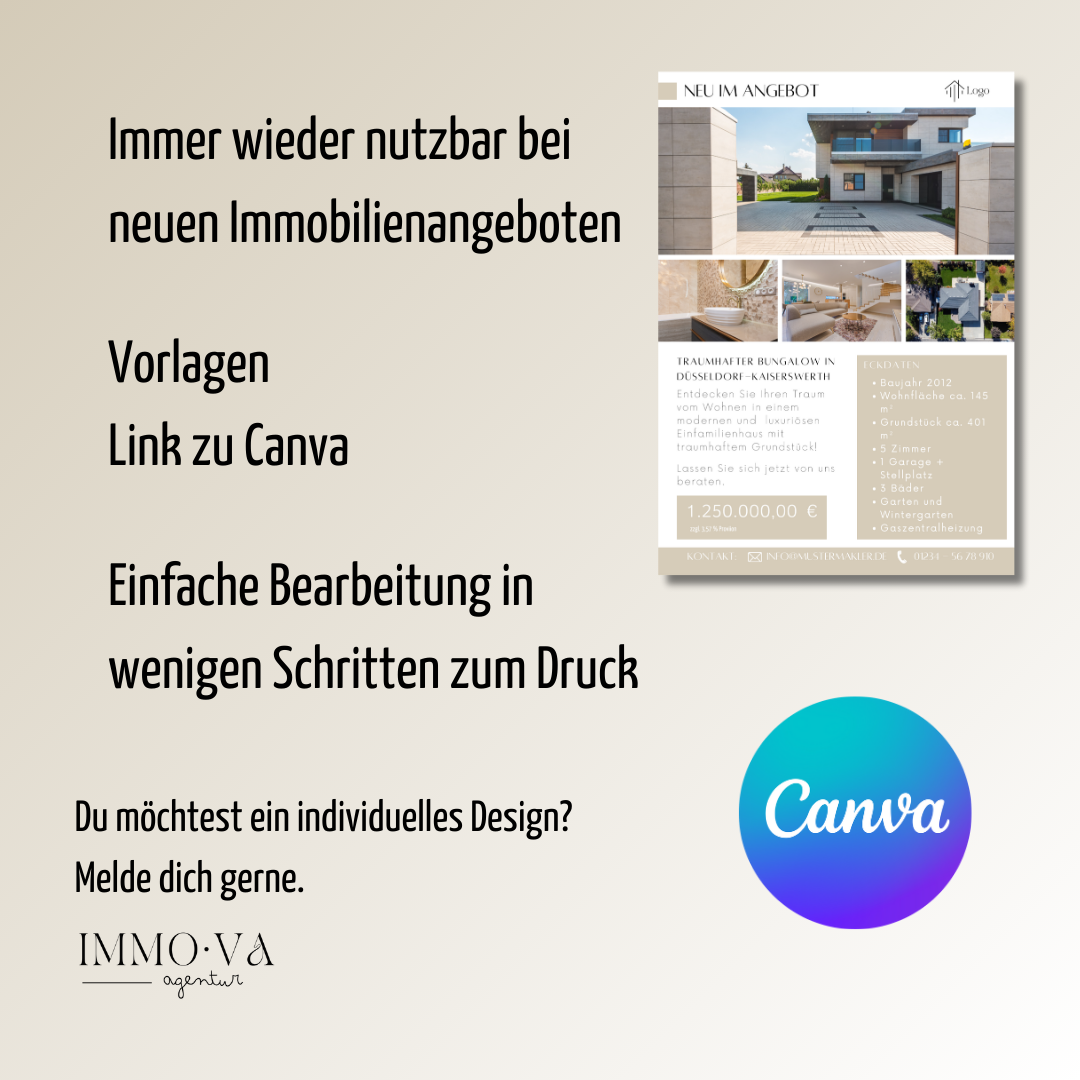 Schaufenster Aushang für Immobilien DIN A3 - Immobilienangebot - Canva Template✶✶Digitales Produkt/Vorlagen-Link✶