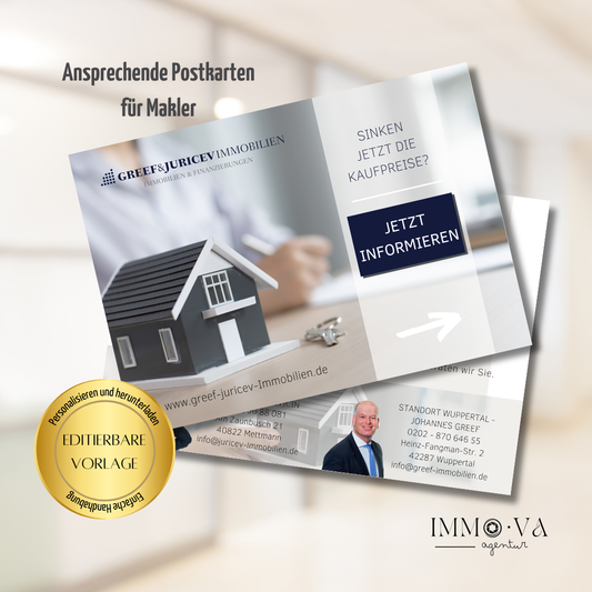 Postkarte für Immobilienmakler - Postkarte an potenzielle Verkäufer - Immobilienmarketing✶✶Digitales Produkt/Vorlagen-Link✶