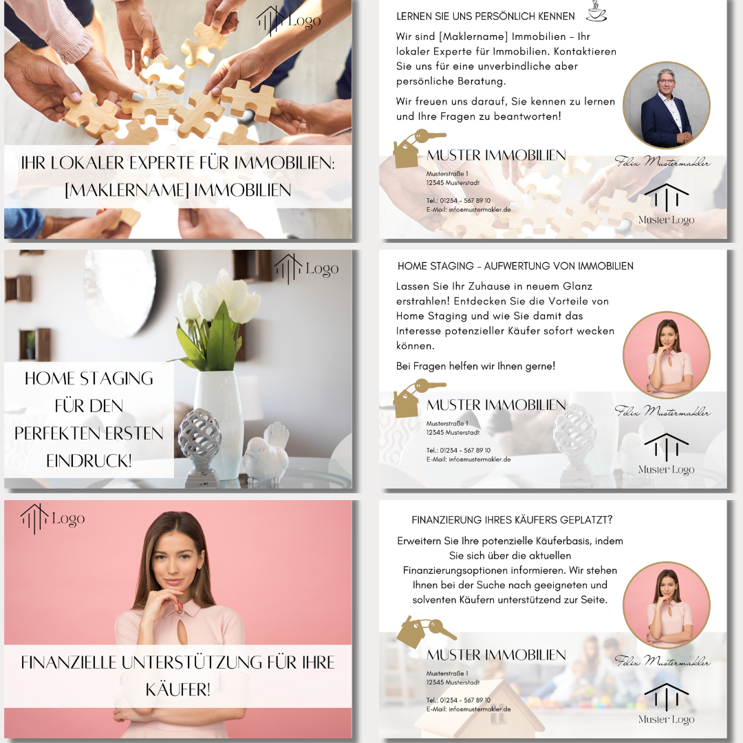 Postkarten für Makler - 12 Designs, anpassbar! Canva Vorlage für dein DIY Marketing✶✶Digitales Produkt/Vorlagen-Link✶