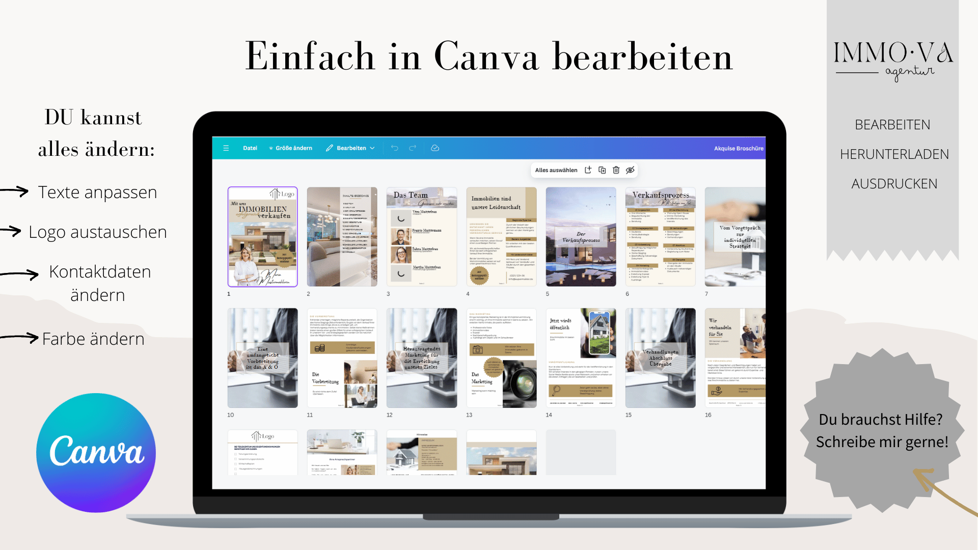 Akquise Broschüre Canva Template Immobilienmakler Immobilienmarketing