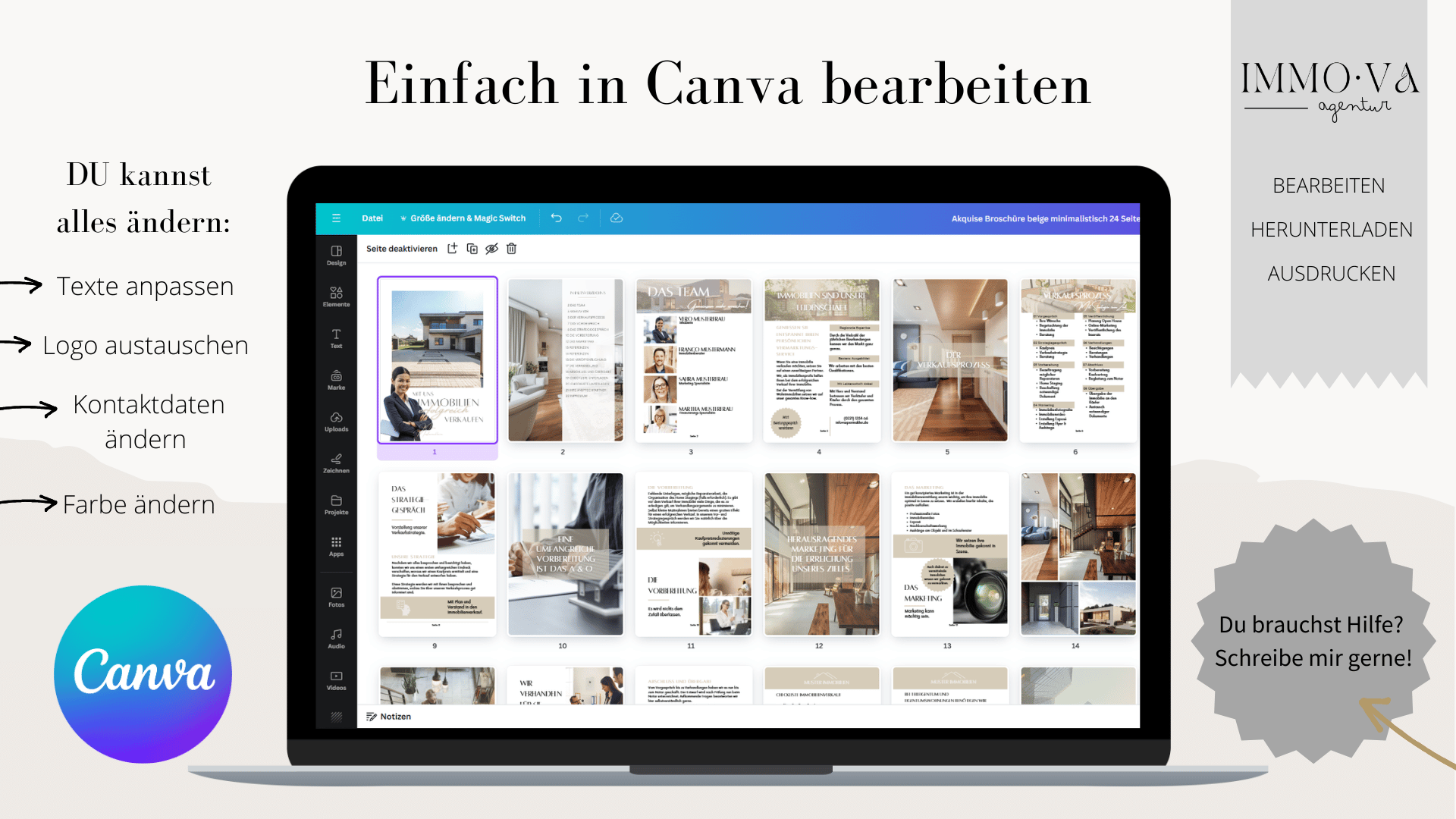 Akquise Broschüre Canva Template Immobilienmarketing