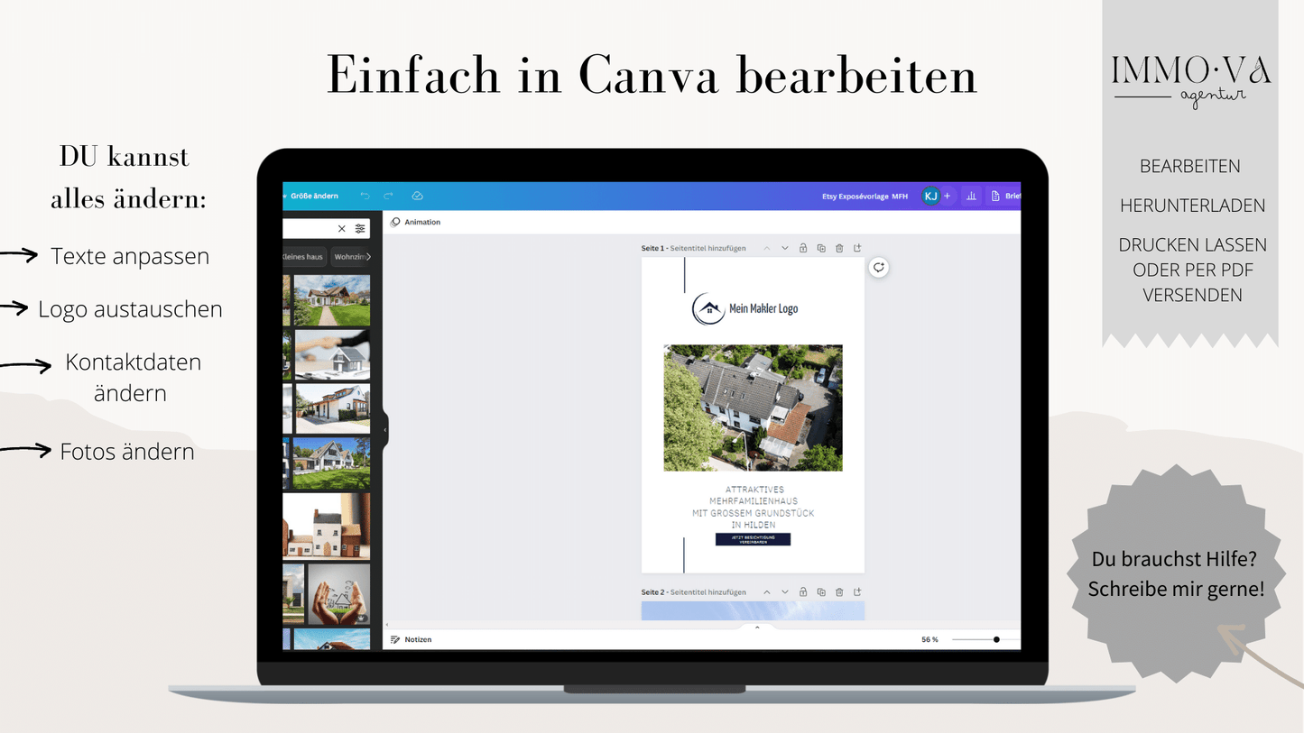 Exposévorlage für Immobilienmakler ✶Digitales Produkt/Vorlagen-Link✶