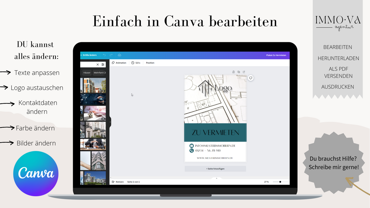 Plakat für Immobilienmakler✶✶Digitales Produkt/Vorlagen-Link✶