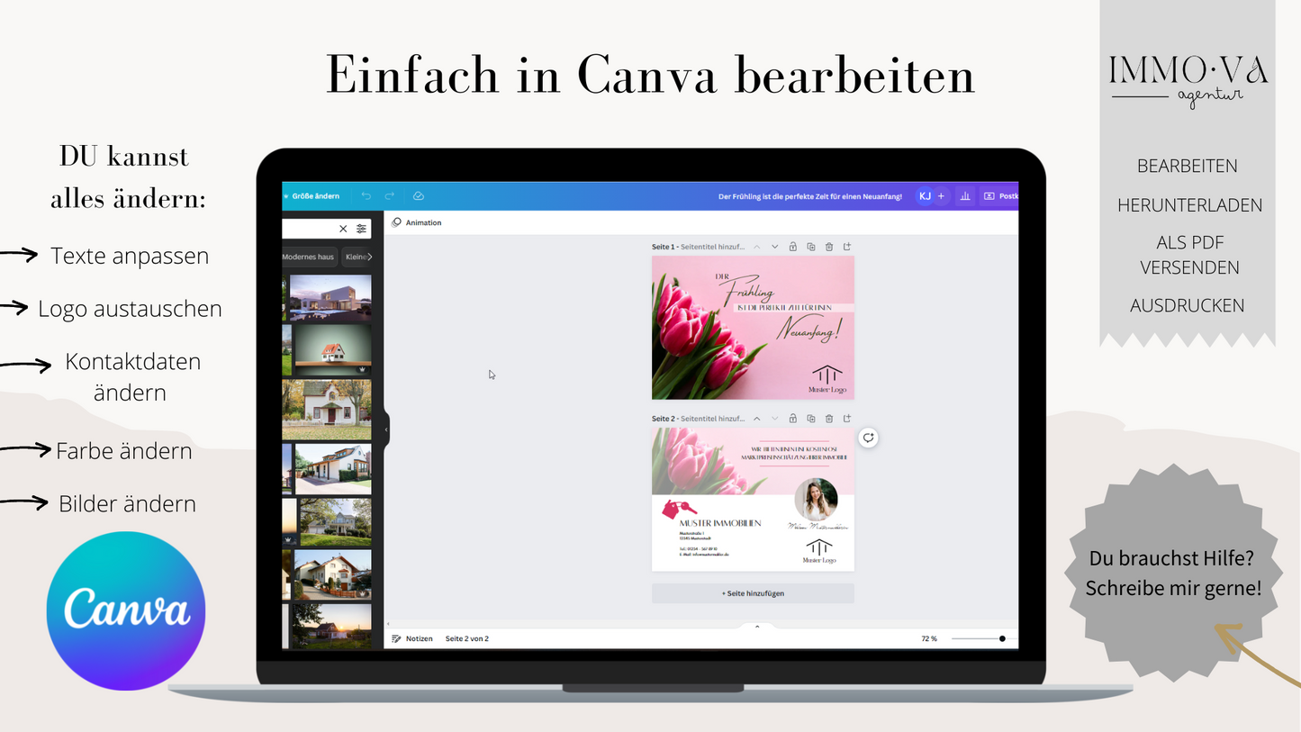 Postkarte Frühling für Immobilienmakler✶✶Digitales Produkt/Vorlagen-Link✶
