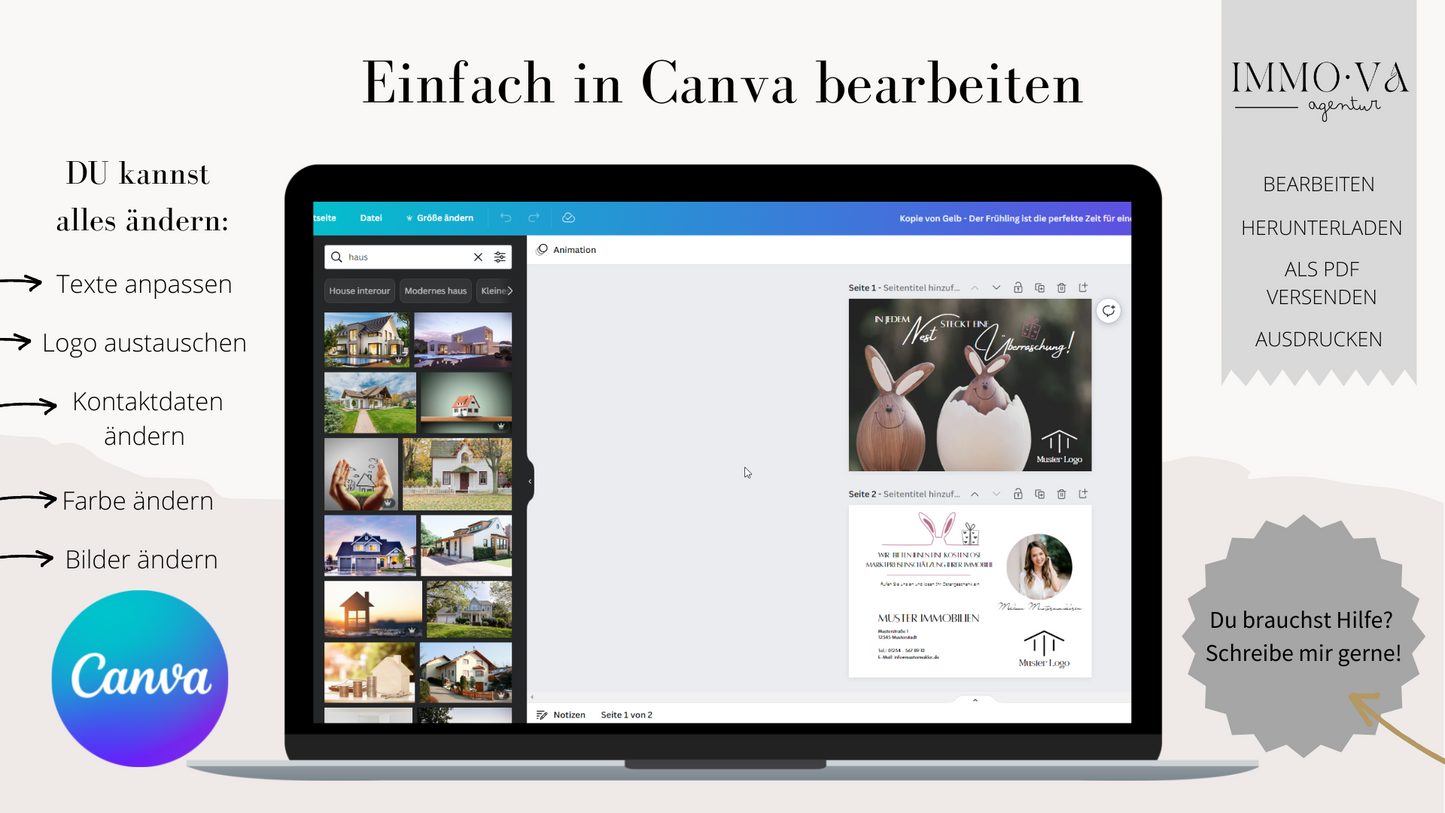 Postkarte für Immobilienmakler - Postkarte Ostern - Immobilienmarketing✶✶Digitales Produkt/Vorlagen-Link✶