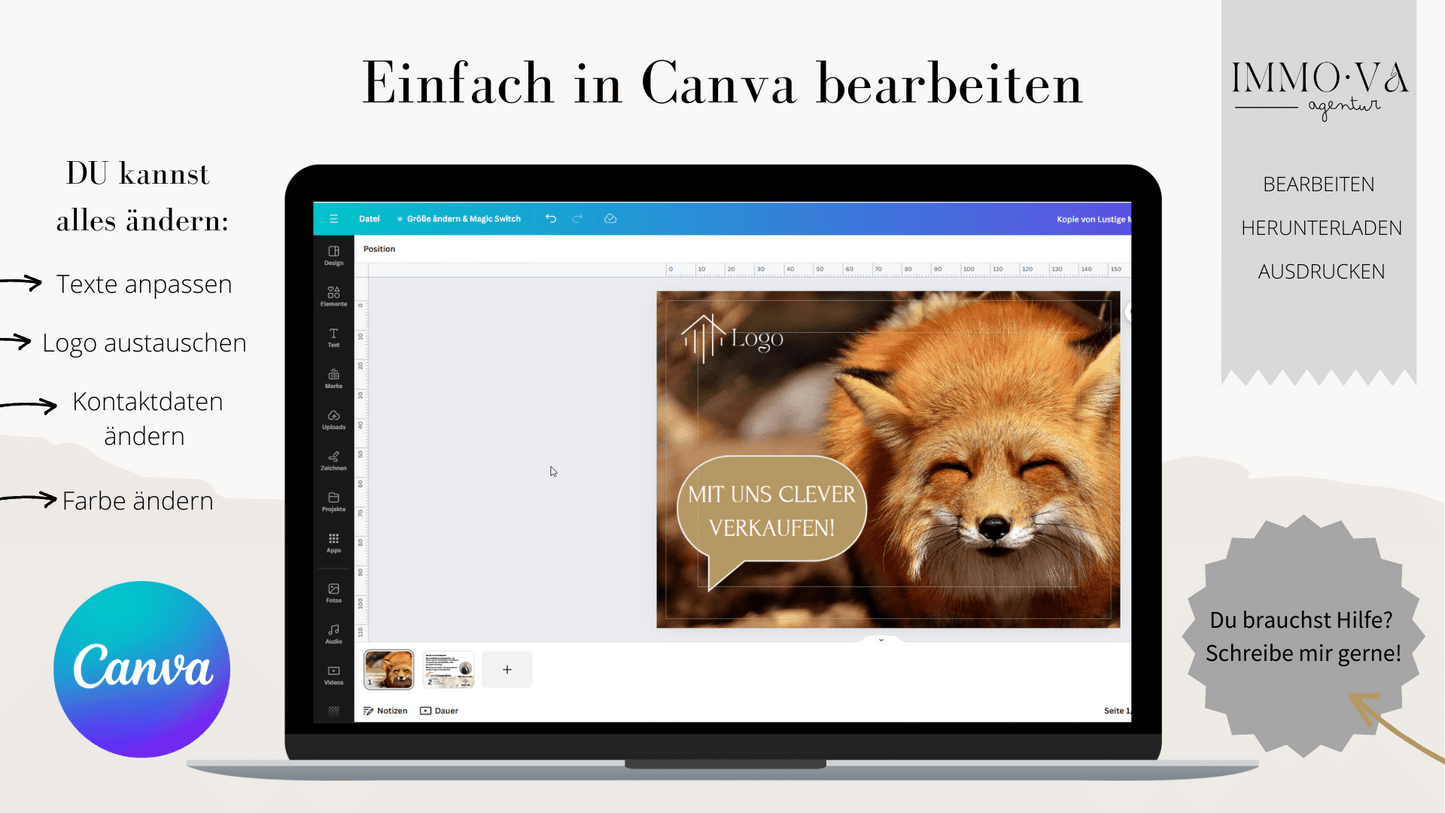 Ansprechende Postkarte für Immobilienmakler als Canva Template ✶Digitales Produkt/Vorlagen-Link ✶