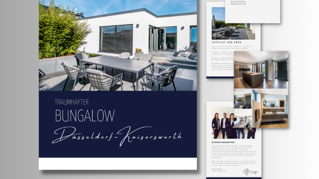 Paket: Exposé, Schaufenster Aushang u. 6 Postkarten für Immobilienmakler als Canva Template.✶✶Digitales Produkt/Vorlagen-Link✶