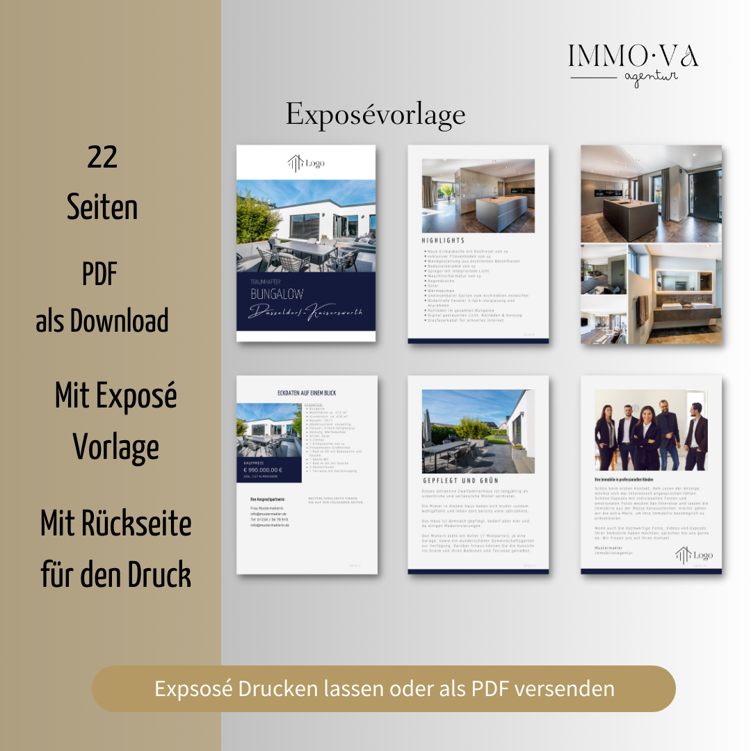 Exposévorlage für Immobilienmakler✶ Digitales Produkt/Vorlagen-Link✶