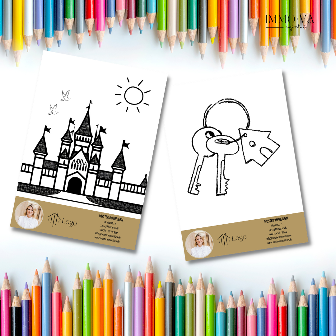 Malvorlage Haus Kinder Immobilienmakler Canva Template