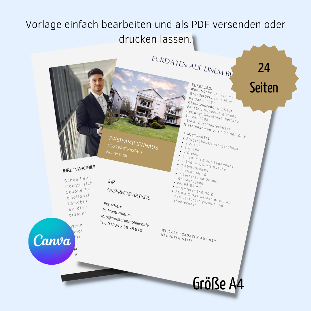 Exposévorlage für Immobilienmakler✶✶Digitales Produkt/Vorlagen-Link✶