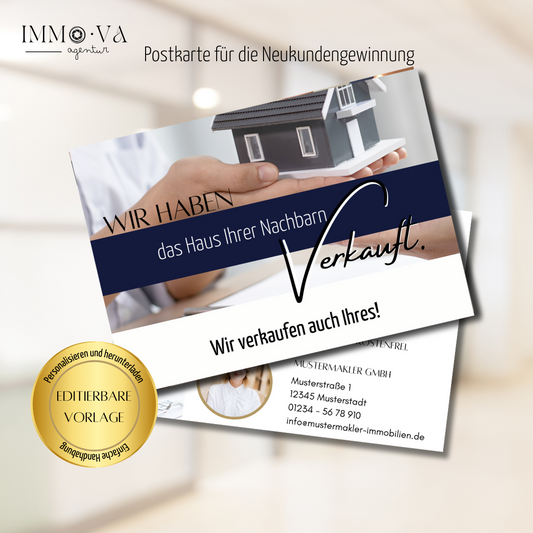 Postkarte Canva Template Immobilienmakler