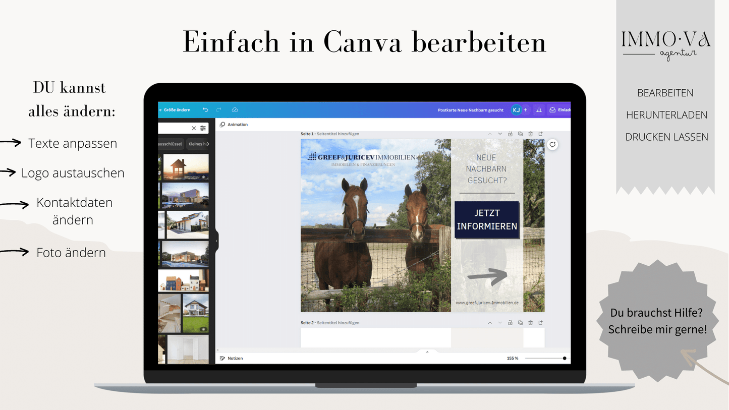 Postkarte Canva Template Immobilienmakler