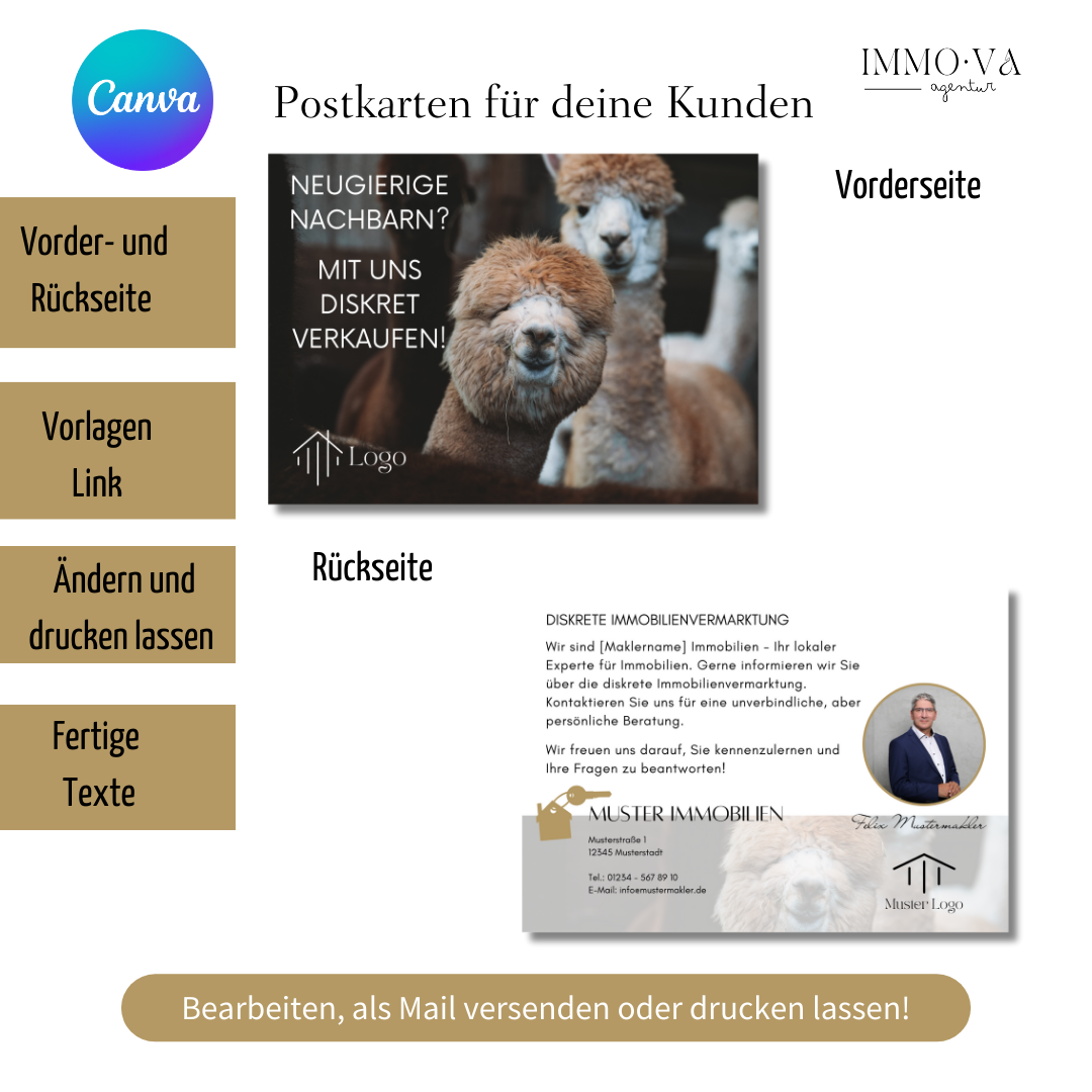 Postkarte Canva Template Immobilienmarketing
