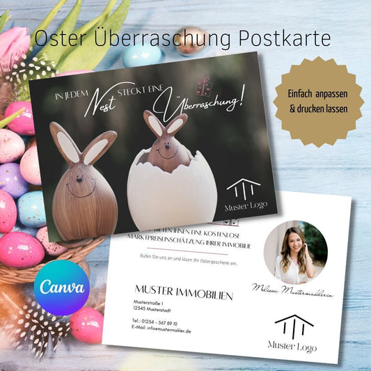 Postkarte Canva Template Immobilienmakler