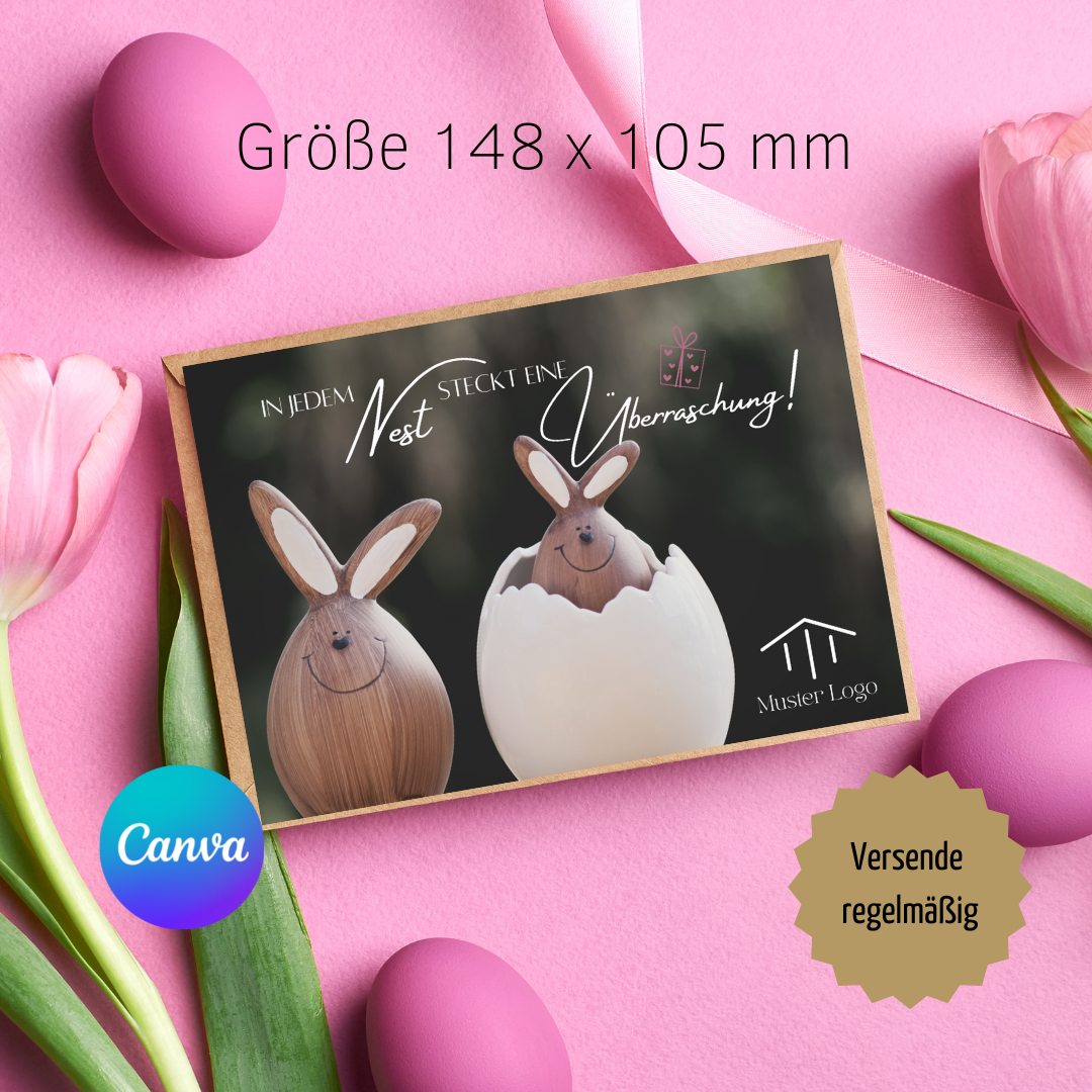 Postkarte Canva Template Ostern Immobilienmakler
