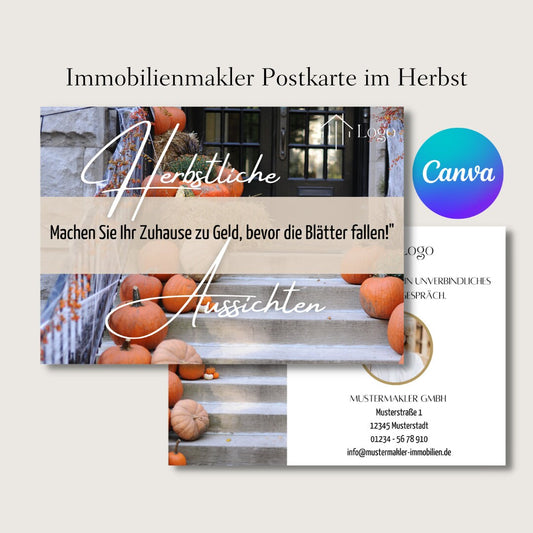 Postkarte Canva Template Immobilienmakler