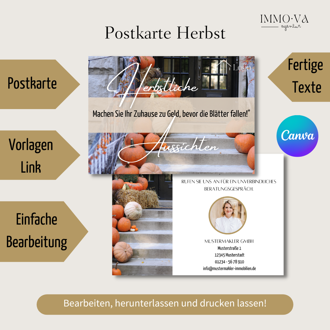 Postkarte Canva Template Immobilienmakler