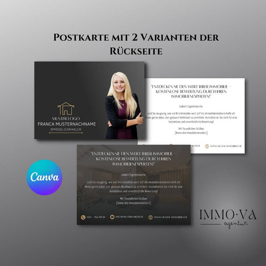 Postkarte Canva Template Immobilienmakler