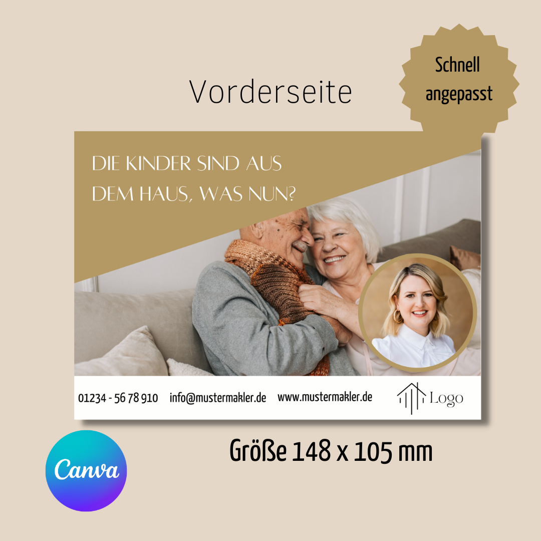 Postkarte Canva Template Immobilienmakler