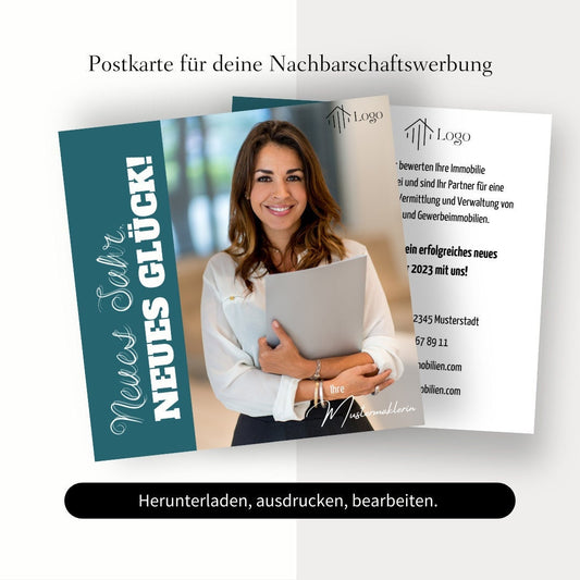 Postkarte Canva Template Immobilienmakler