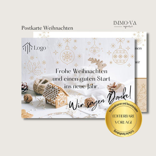 Postkarte Weihnachten Canva Template Immobilienmarketing