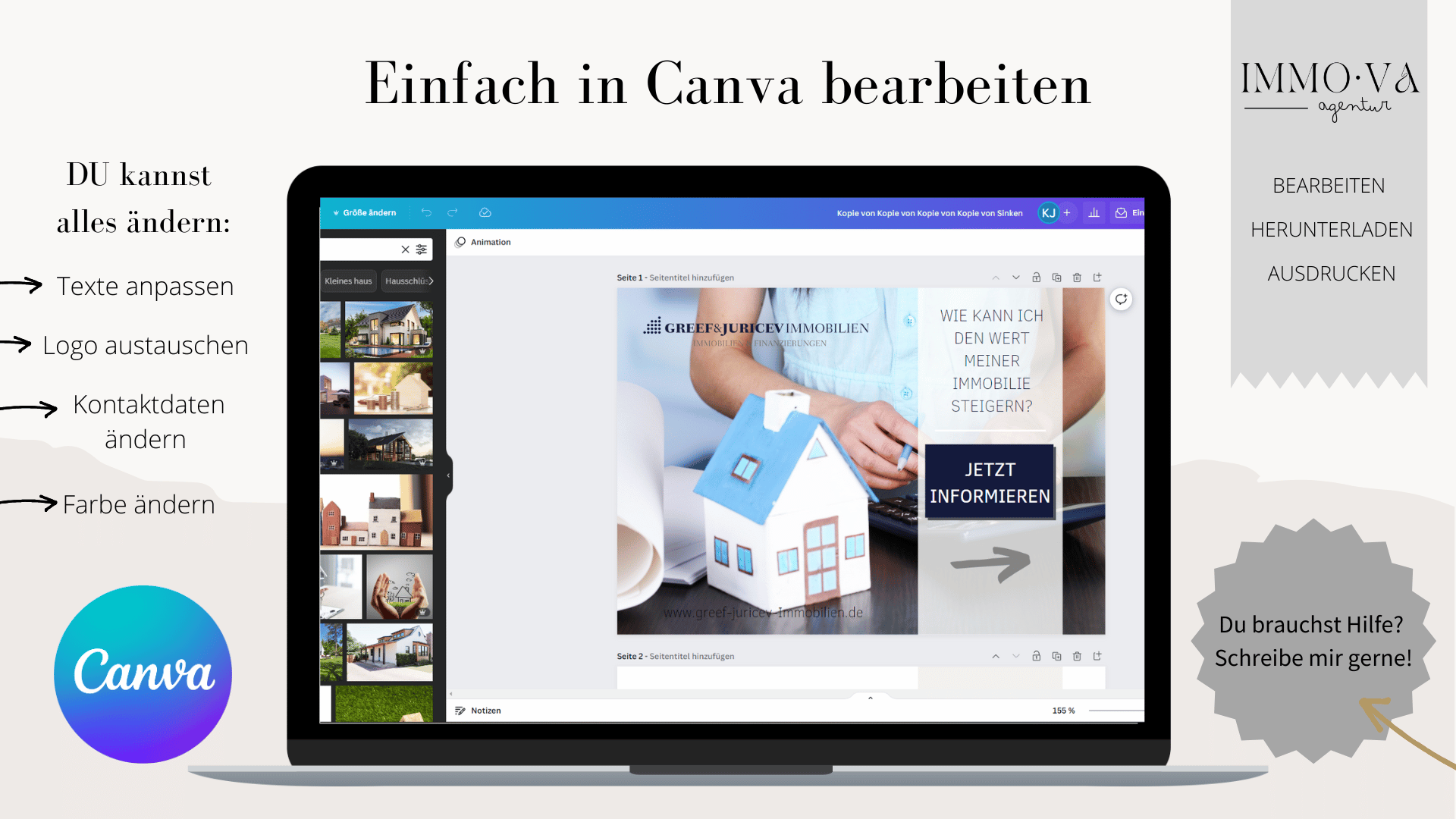 Postkarte Immobilienmakler Canva Template
