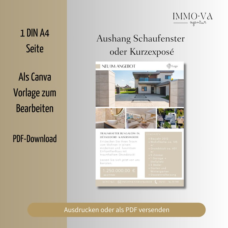 Paket: Exposé, Schaufensteraushang und Postkarte✶✶Digitales Produkt/Vorlagen-Link✶