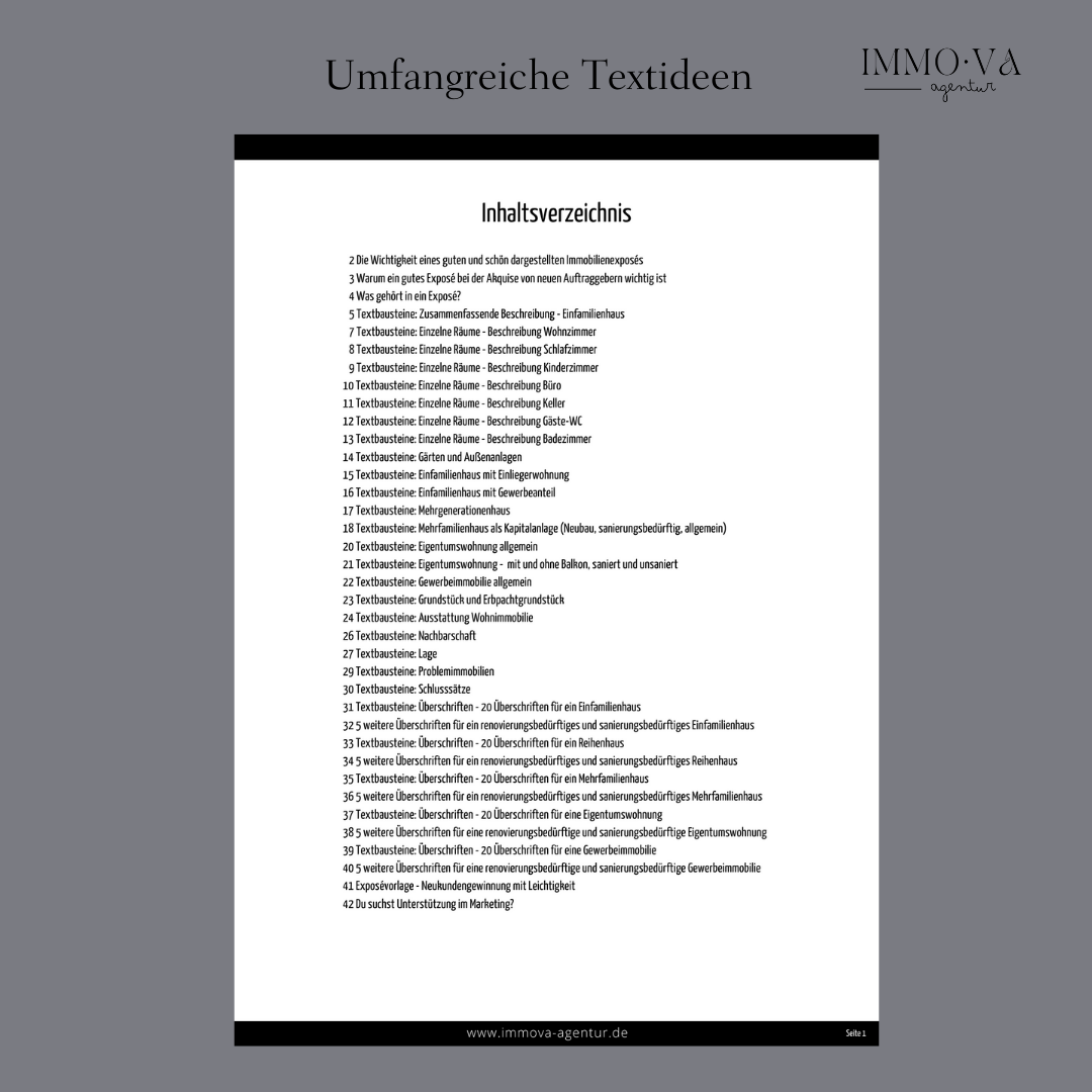 Textbausteine Exposé Immobilienmarketing