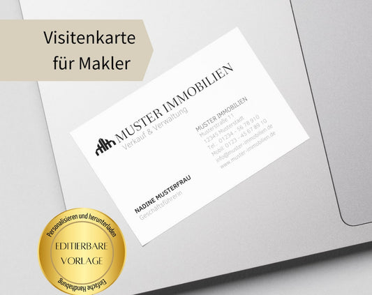 Visitenkarte als Canva Template für Immobilienmakler✶✶Digitales Produkt/Vorlagen-Link✶
