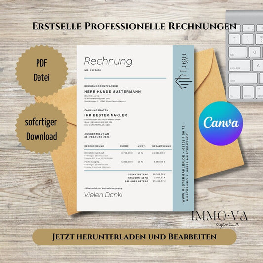 Rechnungsvorlage für Immobilienmakler✶✶Digitales Produkt/Vorlagen-Link✶