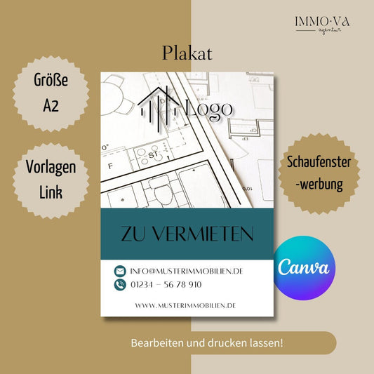 Plakat für Immobilienmakler✶✶Digitales Produkt/Vorlagen-Link✶