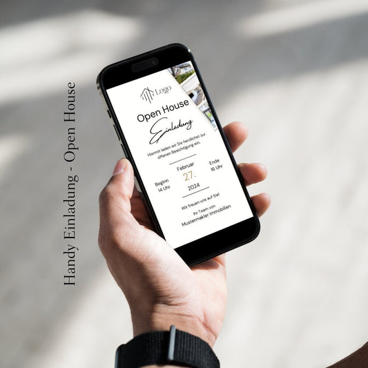 Einladung Handy - Immobilienmakler - Immobilien Termin - Canva Link ✶Digitales Produkt/Vorlagen-Link ✶