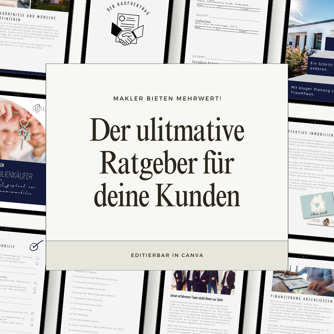 Maklerangebot für Immobilienkäufer - Ratgeber für Immobilienkäufer - Ratgeber für Kunden✶✶Digitales Produkt/Vorlagen-Link✶