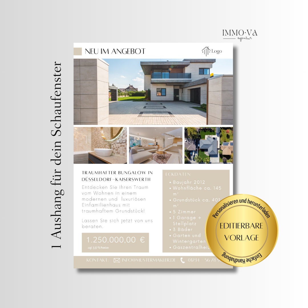 Schaufensteraushänge Canva Template Immobilienmarketing
