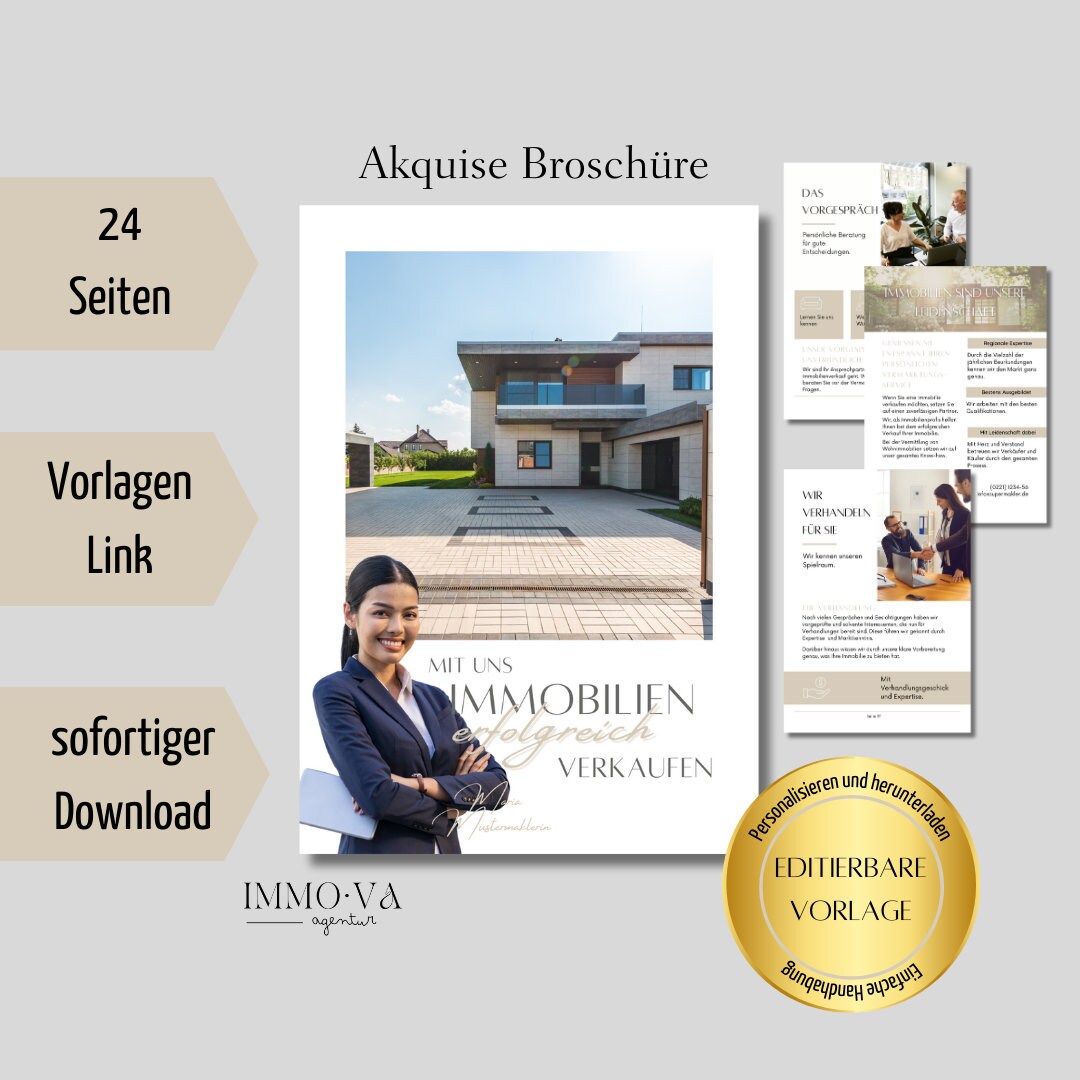 Broschüren Imagebroschüre Canva Template Immobilienmarketing
