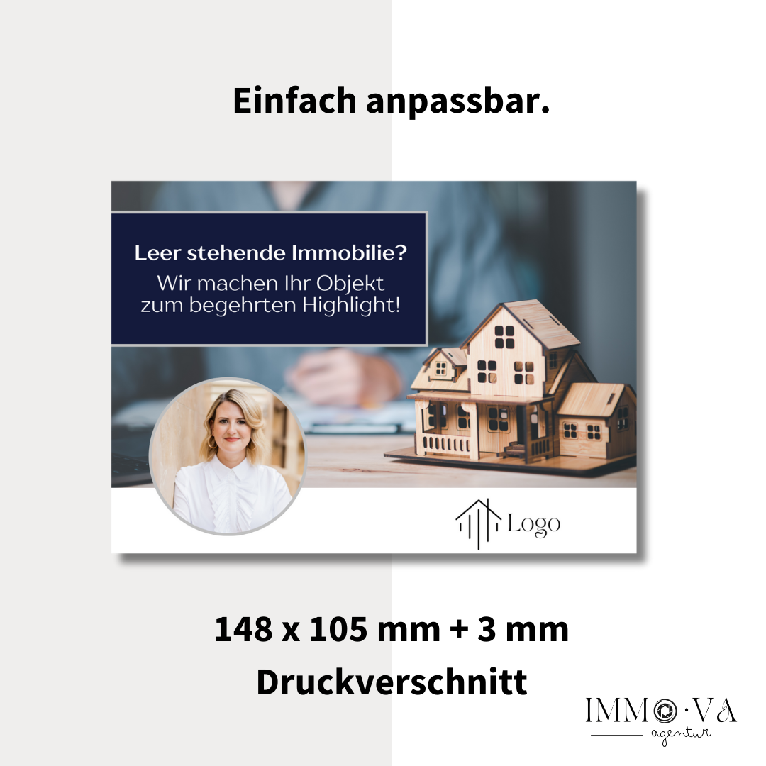 Einwurf Postkarte für Immobilienmakler als Canva Template ✶ leere Immobilien ✶Digitales Produkt/Vorlagen-Link ✶