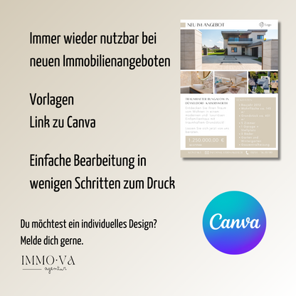 Schaufenster Aushang für Immobilienmakler DIN A4 - Immobilienangebot - Canva Template✶✶Digitales Produkt/Vorlagen-Link✶