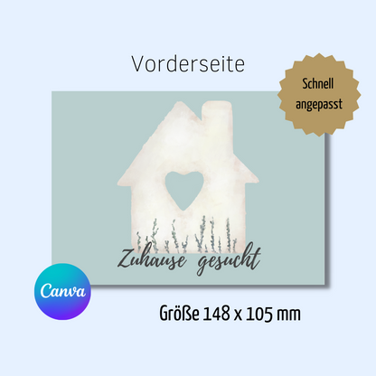 Postkarte für Immobiliensuche - Haus gesucht - Zuhause gesucht - Immobiliensuche ✶✶Digitales Produkt/Vorlagen-Link✶