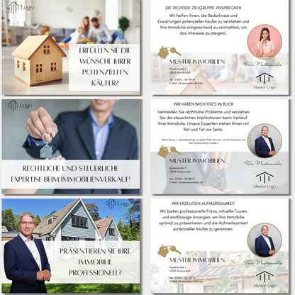Postkarten für Makler - 12 Designs, anpassbar! Canva Vorlage für dein DIY Marketing✶✶Digitales Produkt/Vorlagen-Link✶