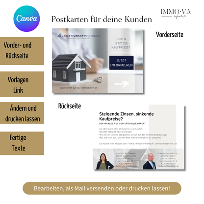 Postkarte für Immobilienmakler - Postkarte an potenzielle Verkäufer - Immobilienmarketing✶✶Digitales Produkt/Vorlagen-Link✶