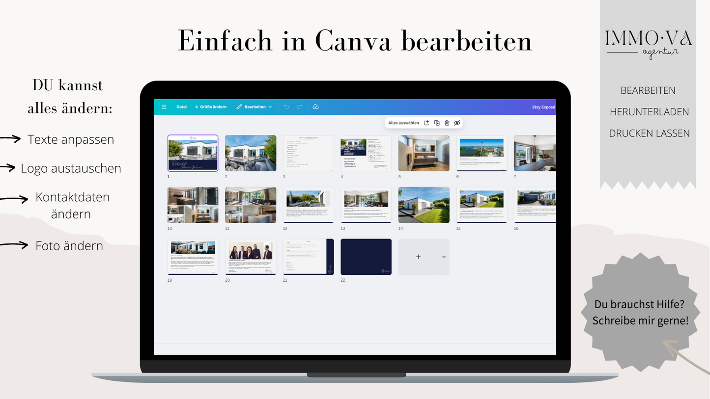 Exposévorlage für Immobilienmakler✶✶Digitales Produkt/Vorlagen-Link✶ Querformat