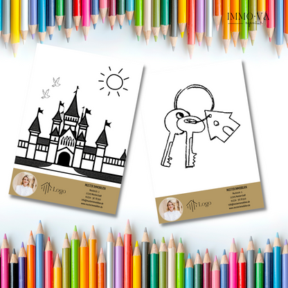 Malvorlage Haus Kinder Immobilienmakler Canva Template