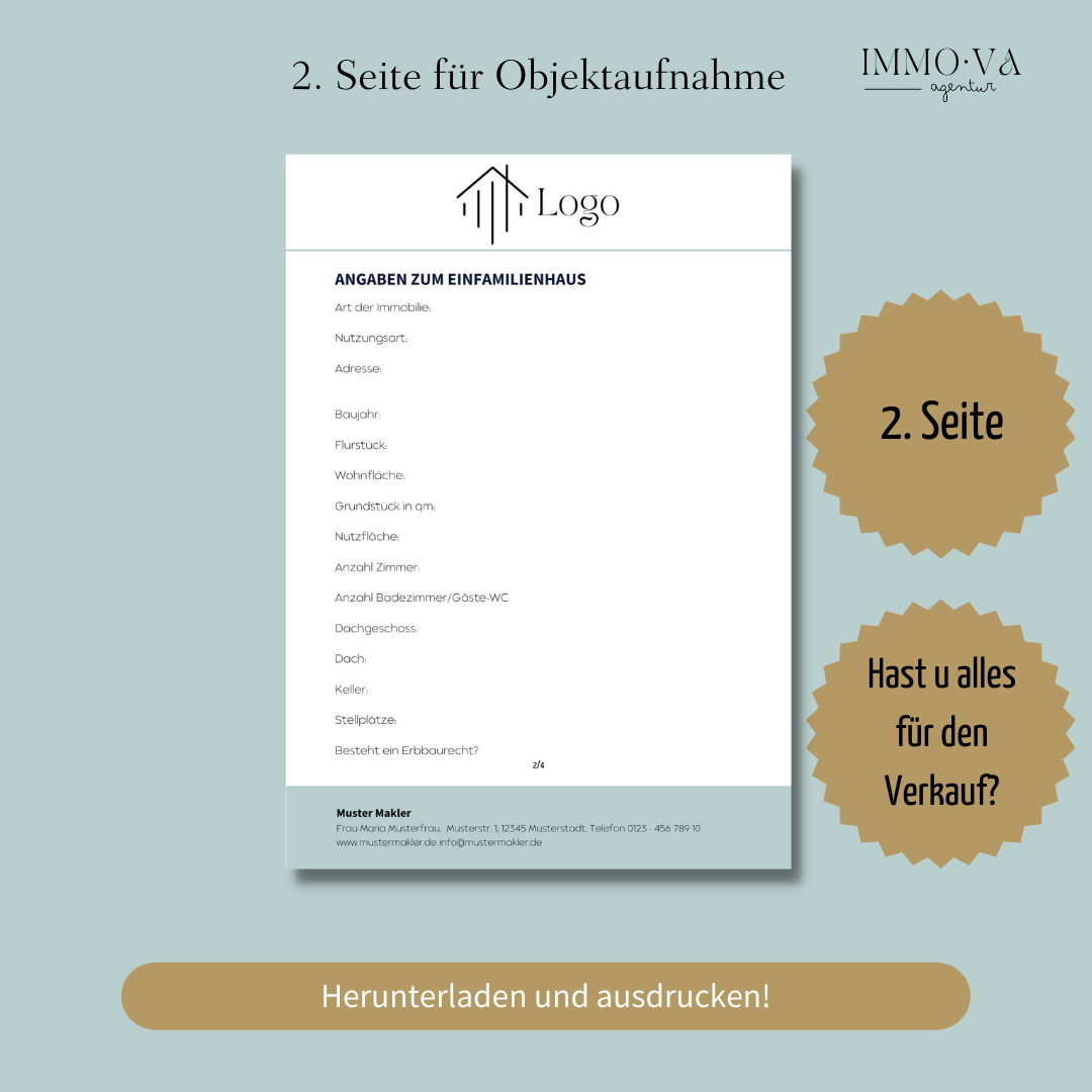 Checkliste Verkauf Einfamilienhaus, Checkliste für Immobilienmakler ✶Digitales Produkt/Vorlagen-Link ✶