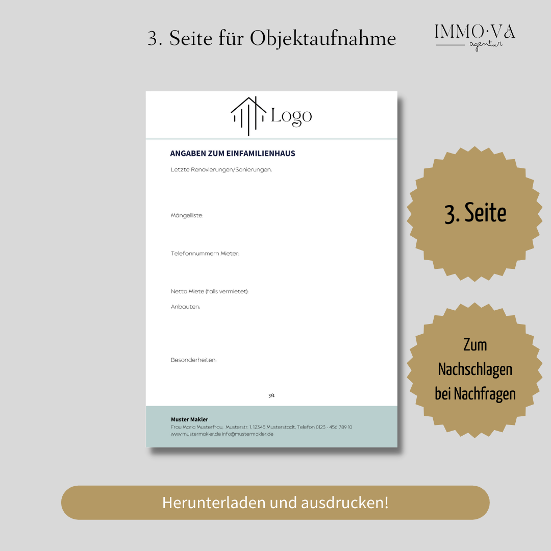 Checkliste Verkauf Einfamilienhaus, Checkliste für Immobilienmakler ✶Digitales Produkt/Vorlagen-Link ✶