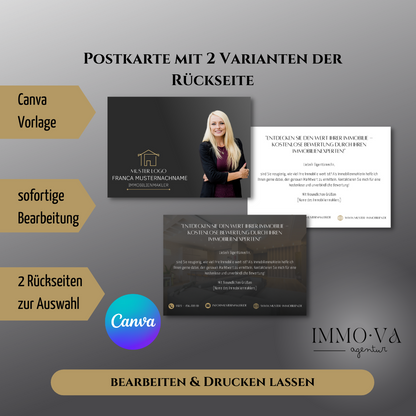 Postkarte Canva Template Immobilienmakler